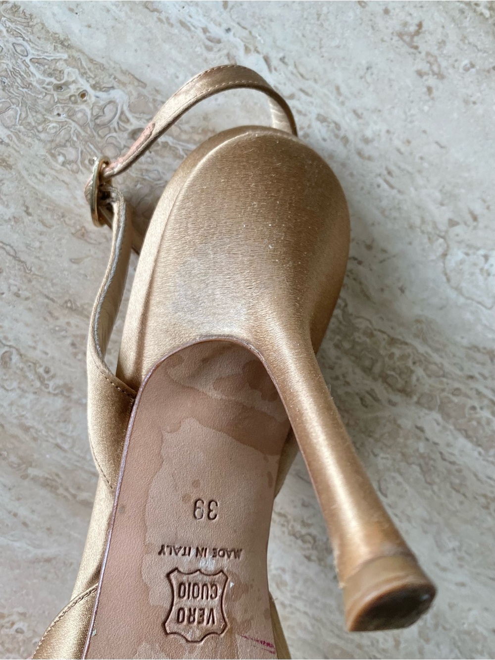 Vintage Jimmy Choo Satin Crystal Buckle Slingback Sandal Heels - Picture 10 of 13